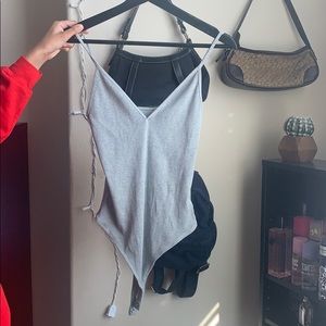Gray ribbed PacSun bodysuit